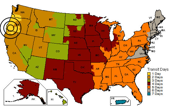 UPS transit date map